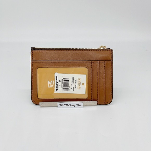Michael Kors Jet Set Travel Signature Brown Top Zip Leather Coin Wallet NWT $188 - Picture 4 of 5